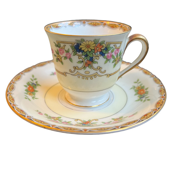 VTG NORITAKE Renovia Footed Espresso Demitasse Cup and Saucer Set JAPAN Rare - Picture 10 of 10